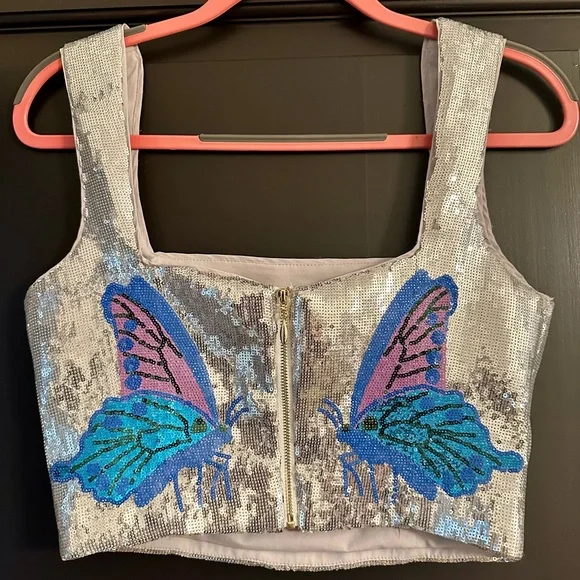 Queen of Sparkles Silver Butterfly Sequin Set - XS NWT - Picture 7 of 8